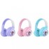 Auriculares Vincha Bluetooth Inalambricos Luces Microfono Variante Diseño Oso Violeta