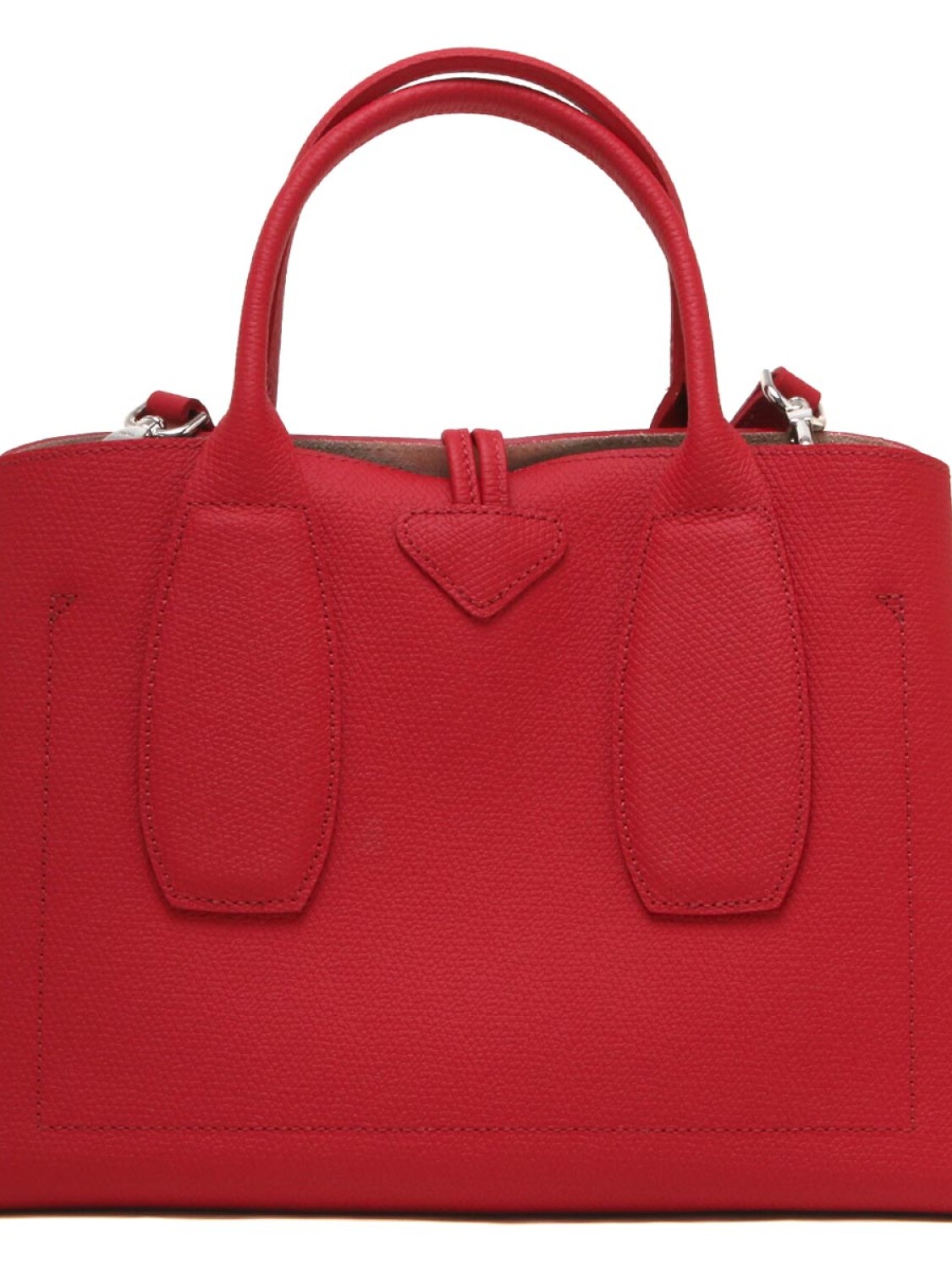 Longchamp -Cartera de cuero con gran capacidad, Roseau Rojo