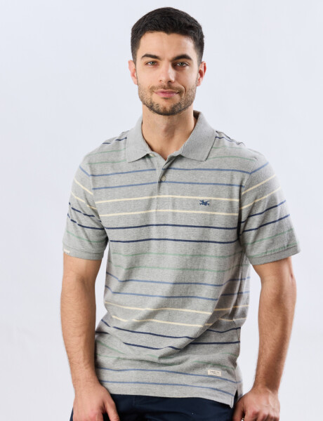 REMERA POLO RAYADA JERSEY Gris