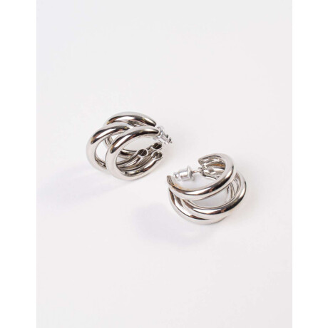 Argollas Triples Plateado Rodio