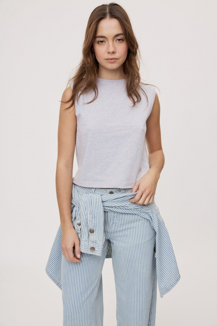 REMERA BOLDA Gris Melange