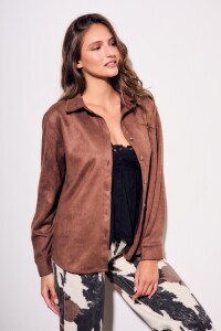 Camisa Gamuza Cuero Vegano Chocolate