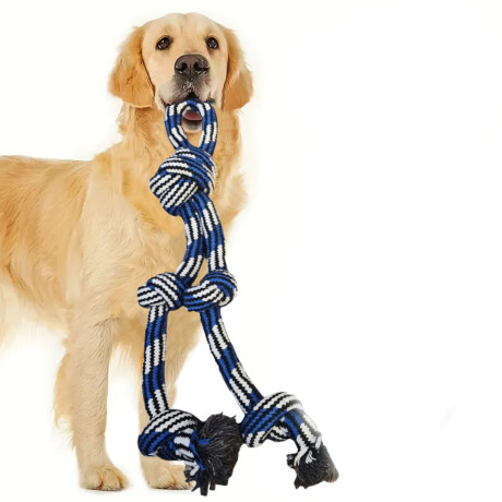 Juguete Cuerda de Morder Doble Grande con Nudos para Perros Azul