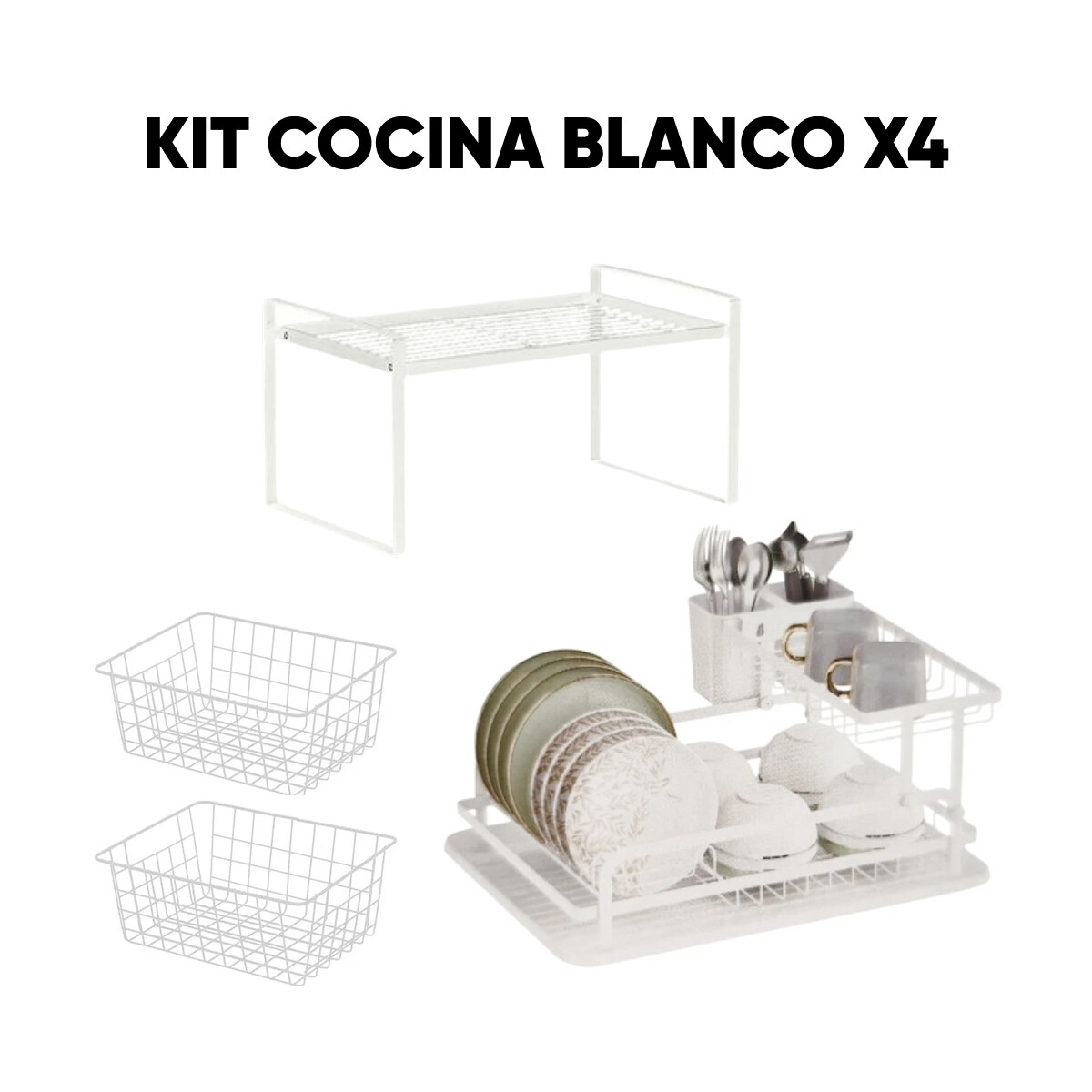 Kit Organizadores Cocina Blancos x4 