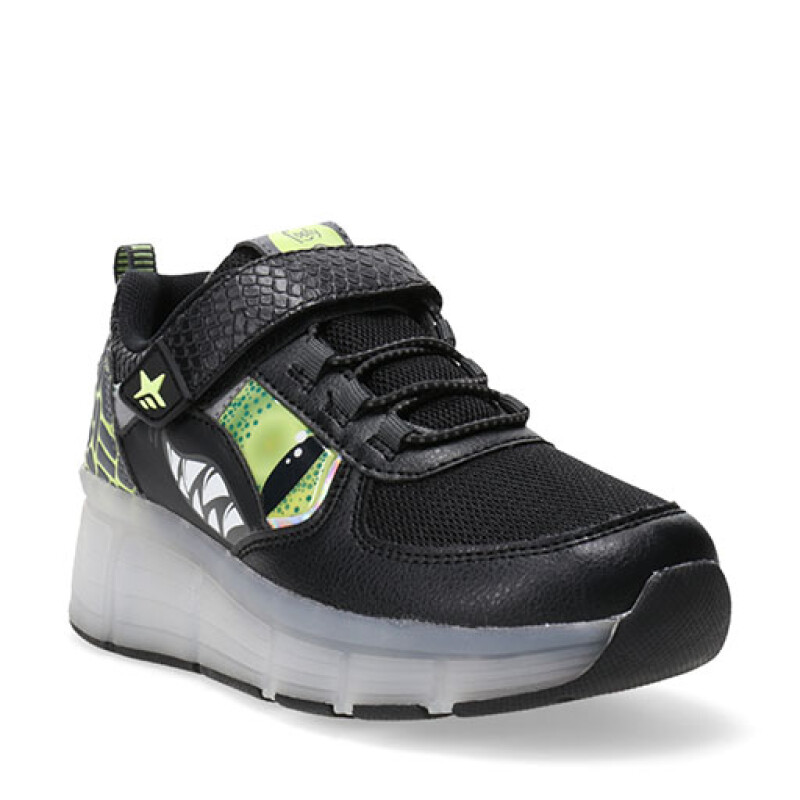 Championes Infantiles Footy Roller con Luz Led y Velcro Negro - Amarillo Lima