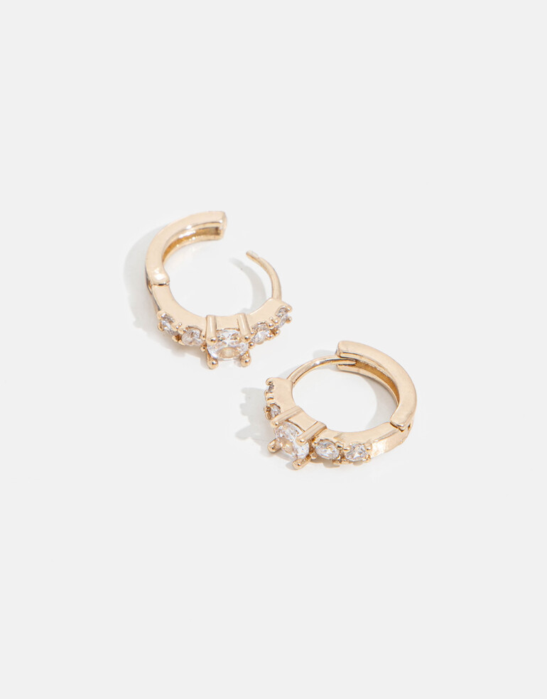 Aros Argollas Strass Argollas Con Cubic Zirconia - Dorado