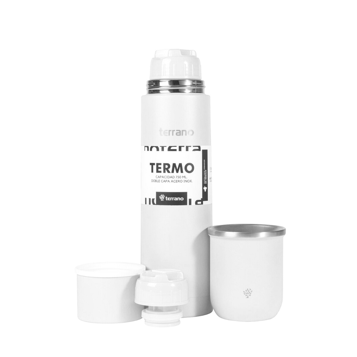 Kit Matero Terrano Termo Bala 750ML + Mate - BLANCO 