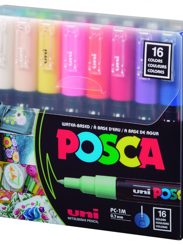 PINCEL MARCADOR UNI POCSA 0.7MM 16 UNIDADES COLORES N/A