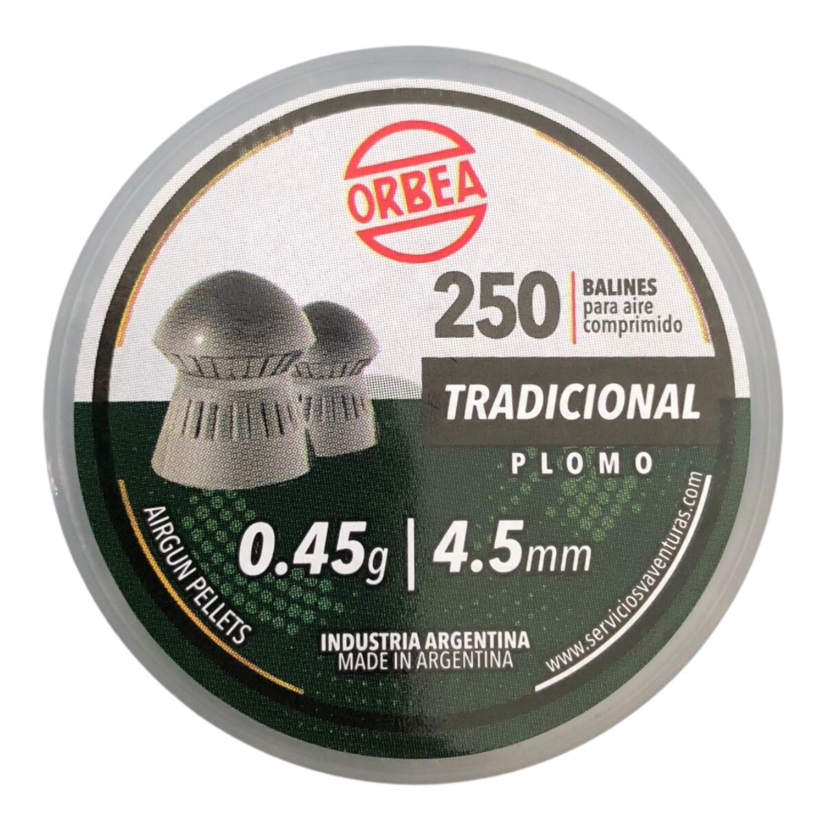 Balines TRADICIONAL Plomo cal 4.5 250un 0.45g - ORBEA 