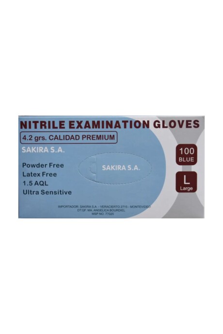 Guantes de nitrilo Sakira 4.2 grs (premium) x 100 unidades OFERTA CAJA CERRADA X 10 Azul