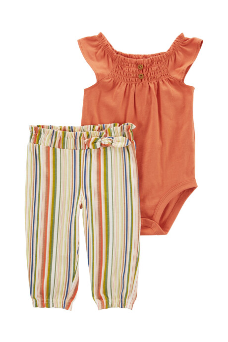 Set dos piezas pantalón y body de algodón Sin color