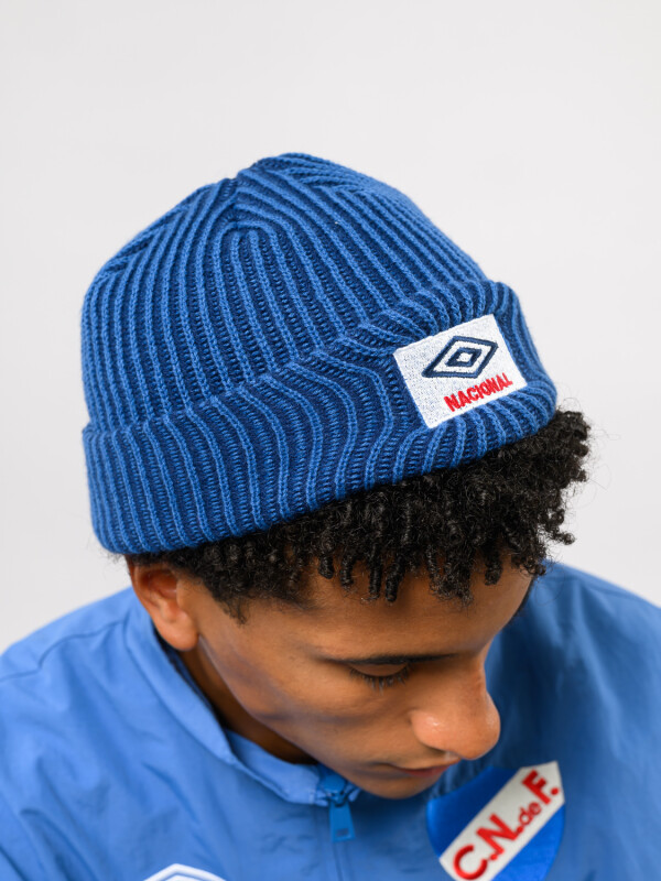 GORRO BEANIE Nacional Hombre Azul Marino, Blanco