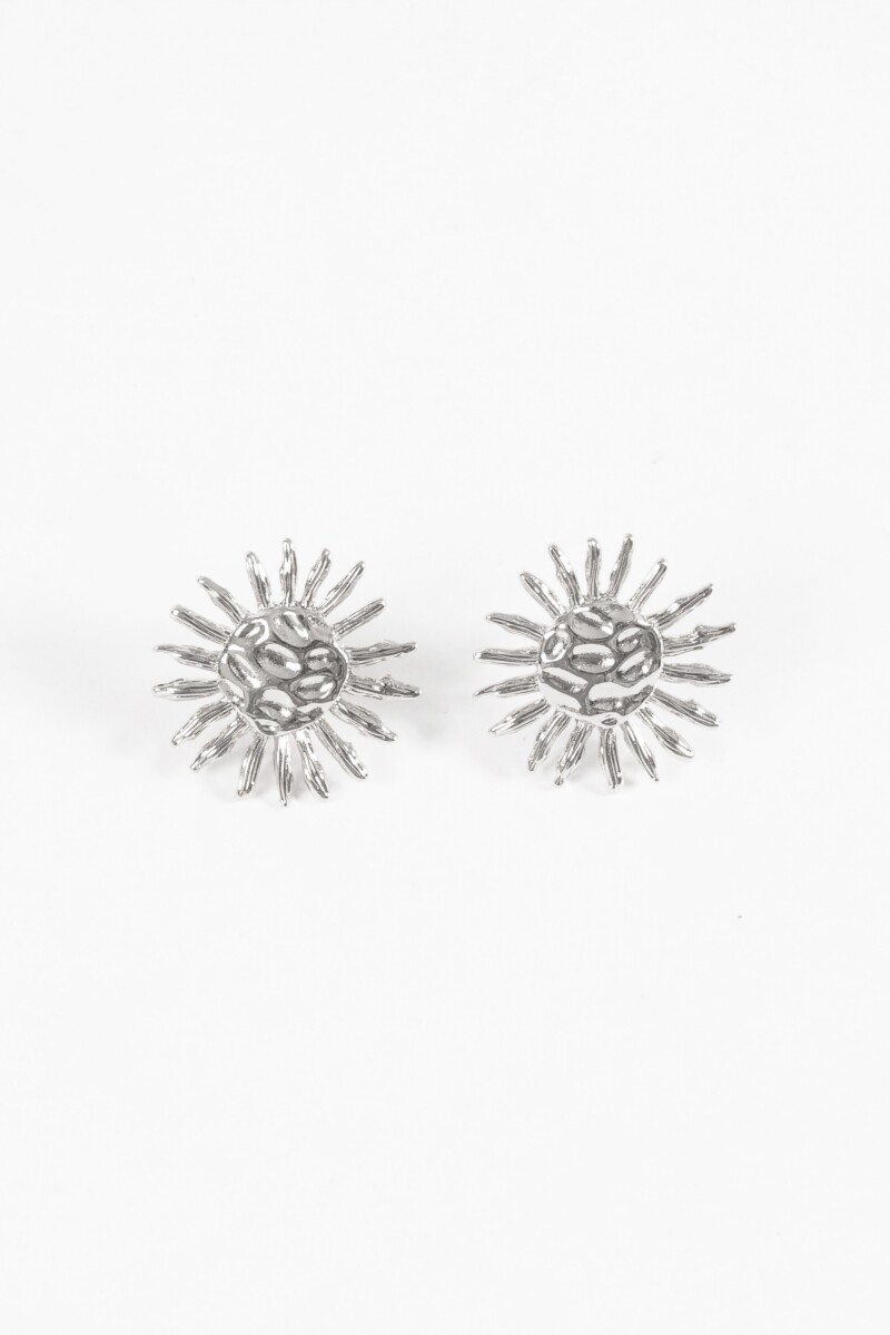 Caravanas clip sol texture plateado