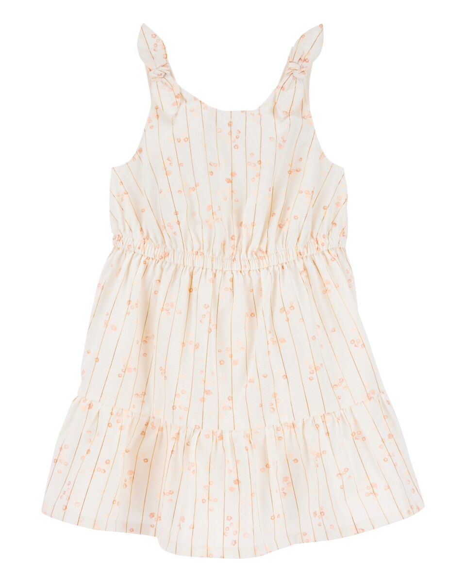 Vestido de algodón, con lazos y diseño floral 