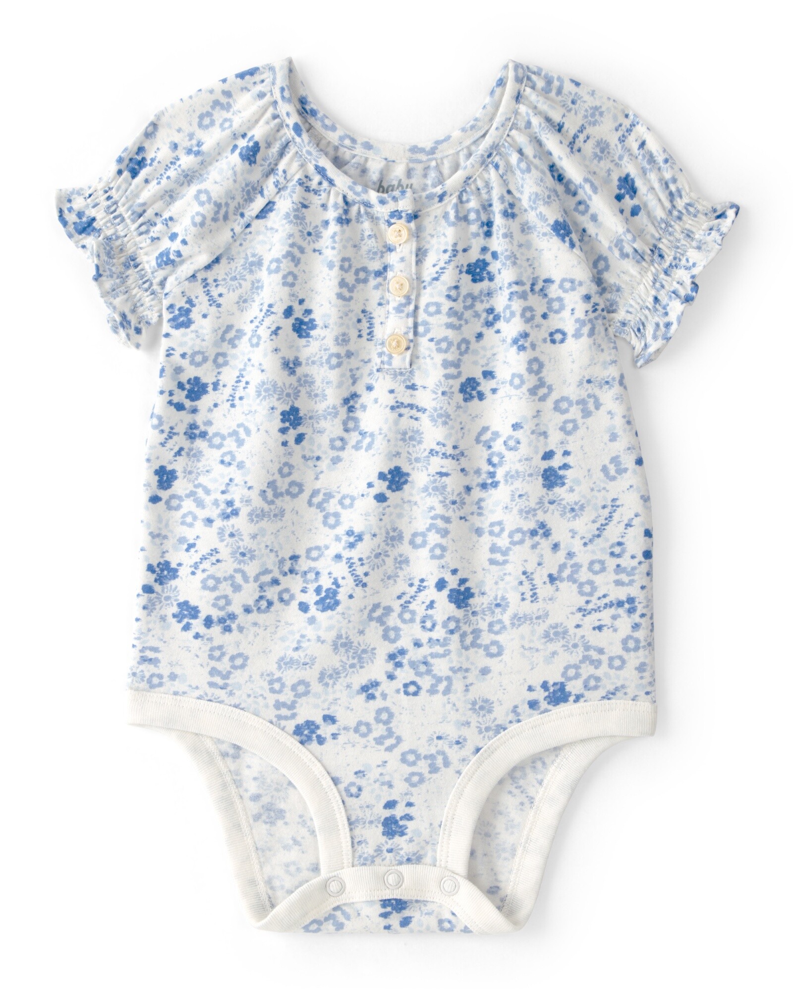 Body de algodón, con botones, diseño floral Sin color