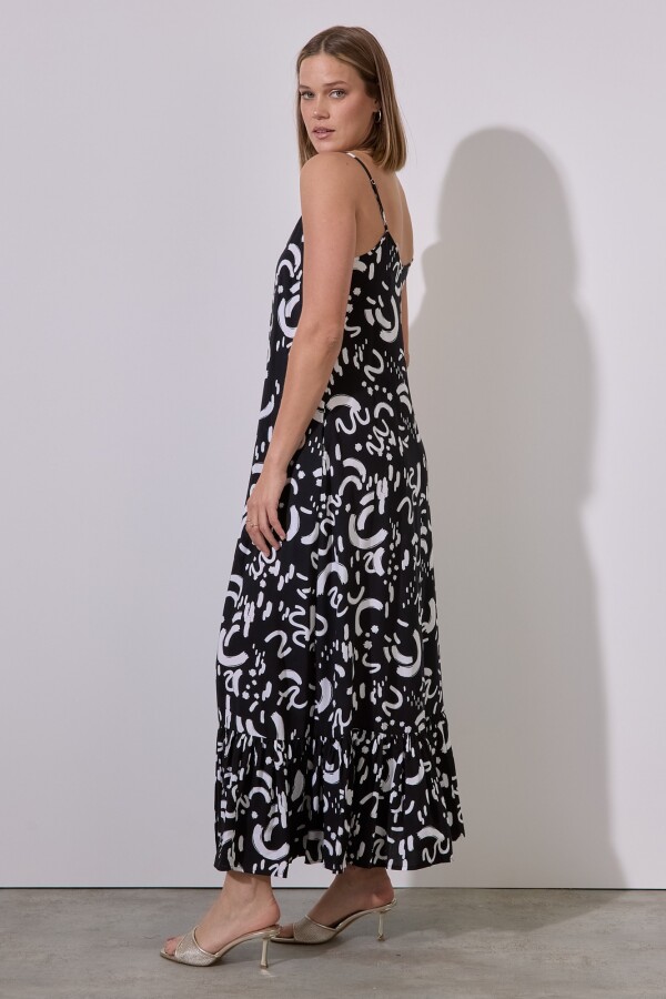 Vestido Maxi Print NEGRO/BLANCO