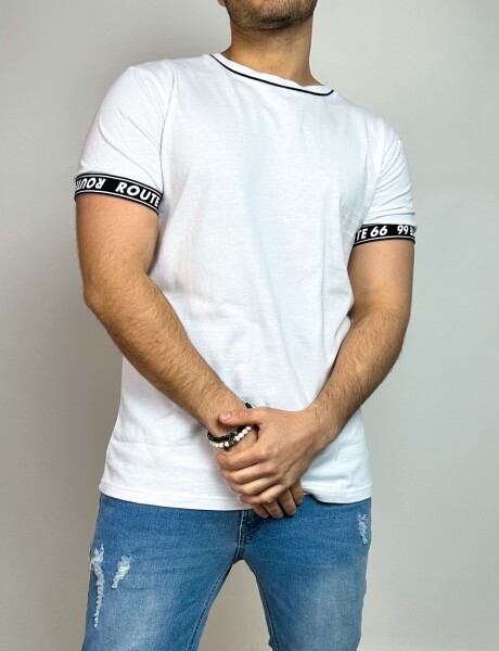 T-Shirt lisa con puños combinados Medina Blanco