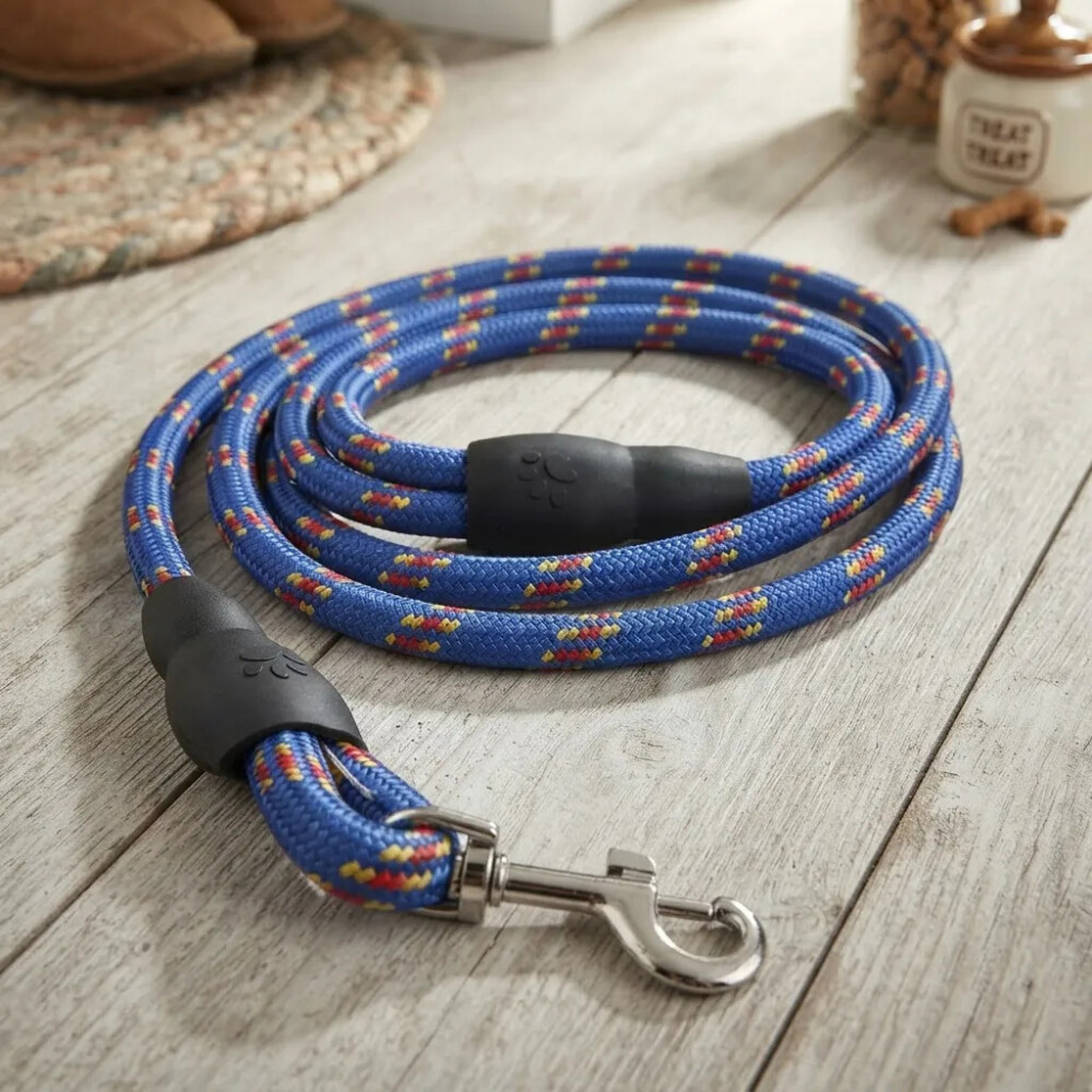 Correa Para Perro Largo Total 1.3 mts Refractaria AZUL