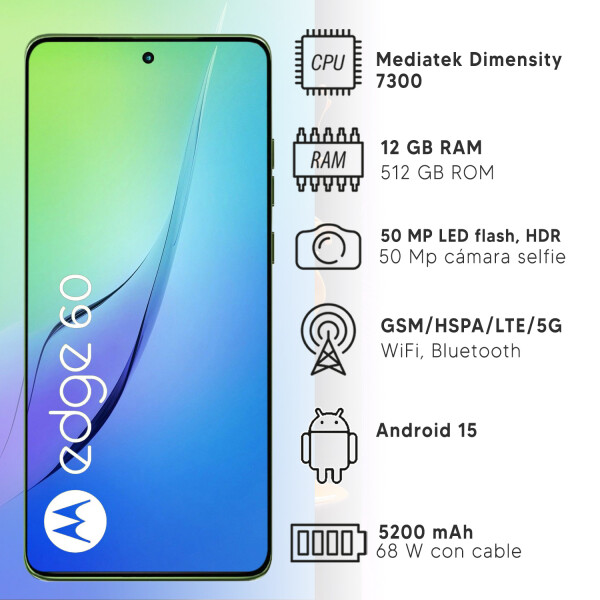 Motorola Edge 60 12gb 512gb Ip69 + Regalo PK CEL MOTOROLA EDGE 60 12/512GB VERDE