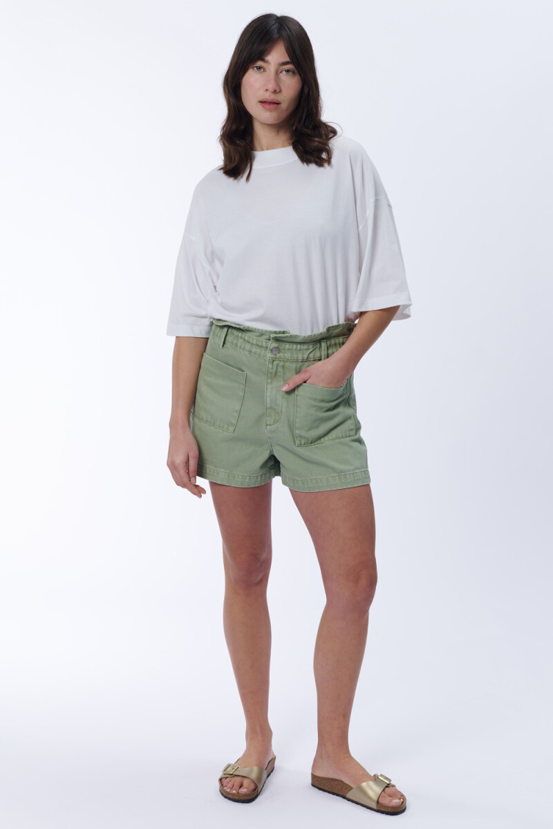 Short jean paper bag Verde