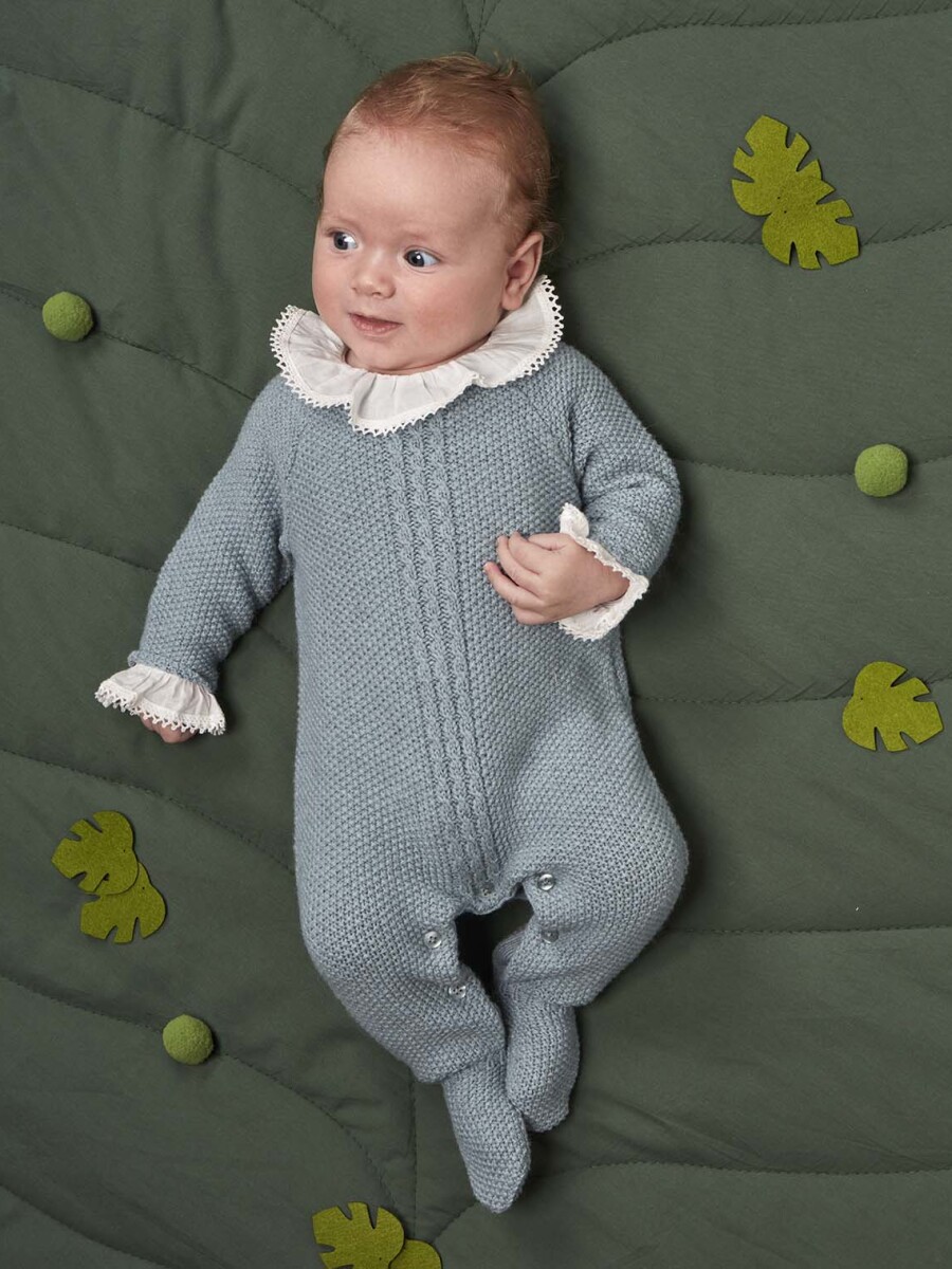 Pelele Con Cuello Volante Azul Nuevo Melange