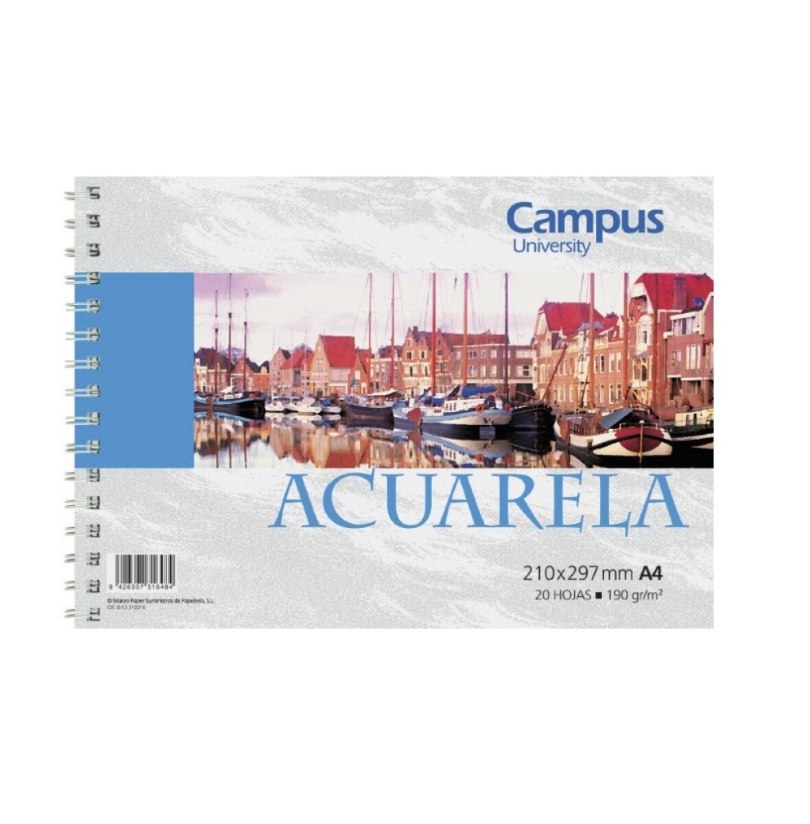 Block Dibujo Acuarela A4 190 Grs 20 H Campus 