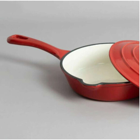 Sarten De Hierro Esmaltada Roja C/tapa 20cm Volf Rojo