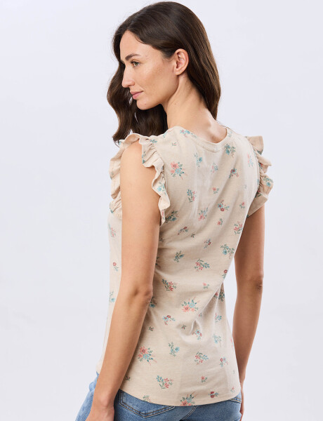 REMERA ESTAMPADA DE ALGODÓN Beige