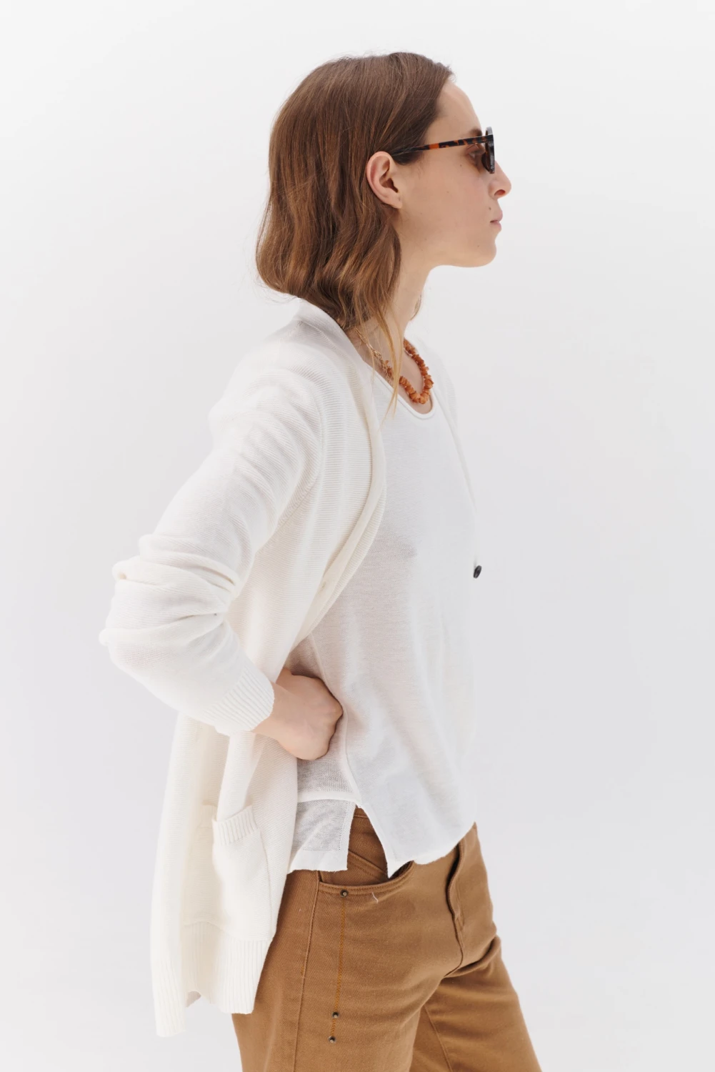 CARDIGAN FLAT blanco talle unico