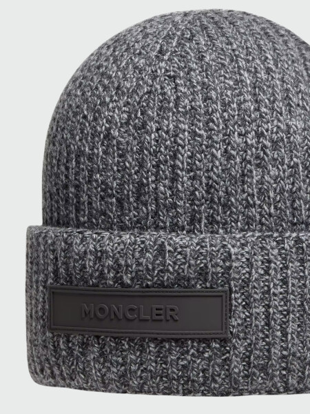 MONCLER - Gorro de Lana y Cachemir Mouliné Tricot Negro