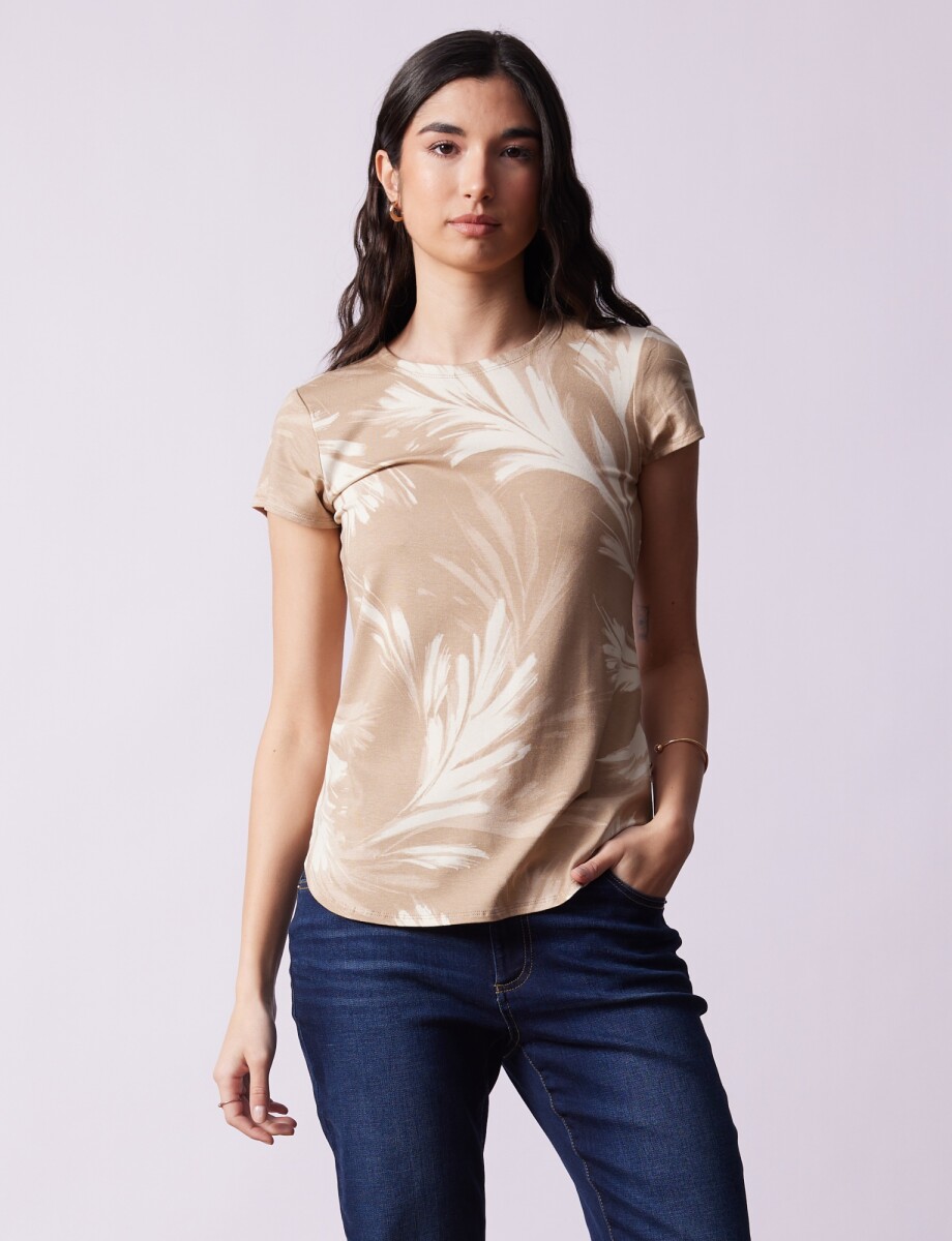 Remera Modal Print - Tostado 