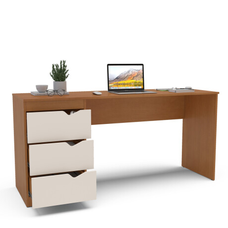 ESCRITORIO PORTO 3 CAJONES 136cm FREIJÓ CON CREMA MARRON