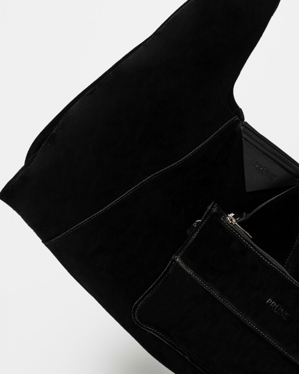Cartera al Hombro The Shopping En Cuero Gamuza Negro