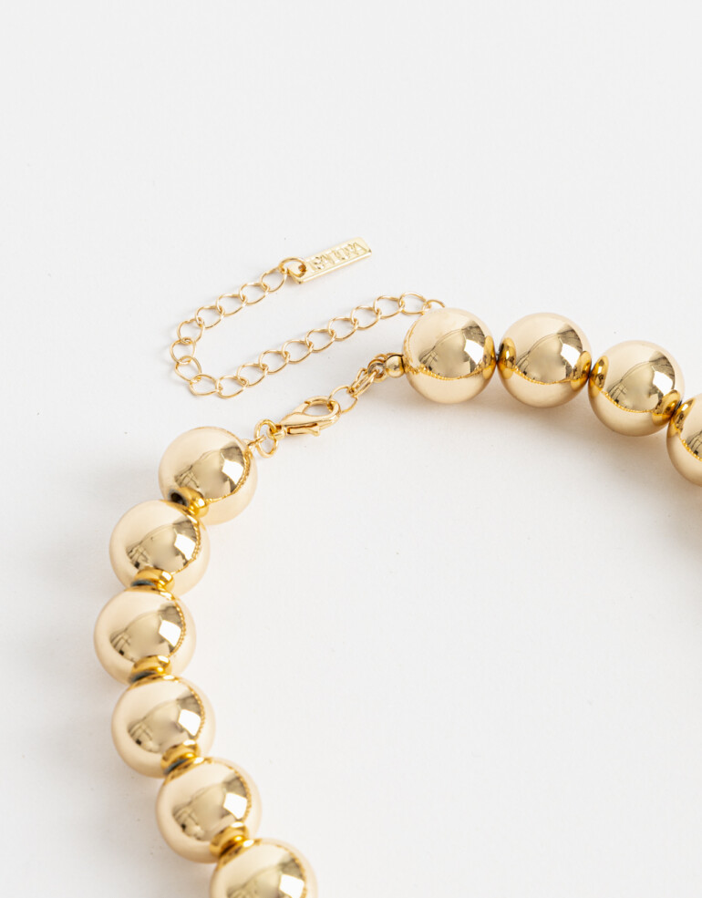 Collares Cortos Metal Collar Corto Bolones Dorado - Dorado
