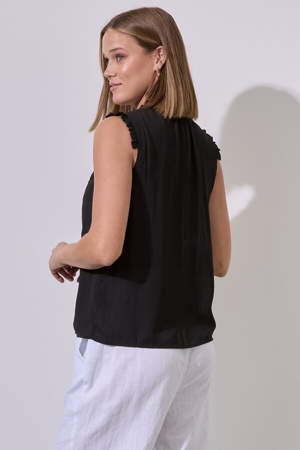 Blusa Gasa Puntilla NEGRO