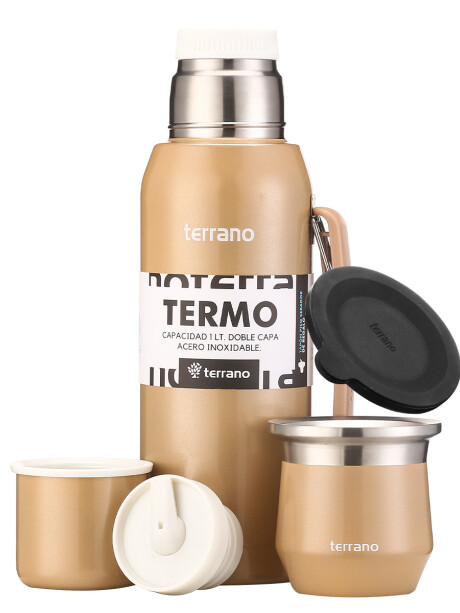 Kit Competo - Termo Acero 1LT + Mate Flap Oro