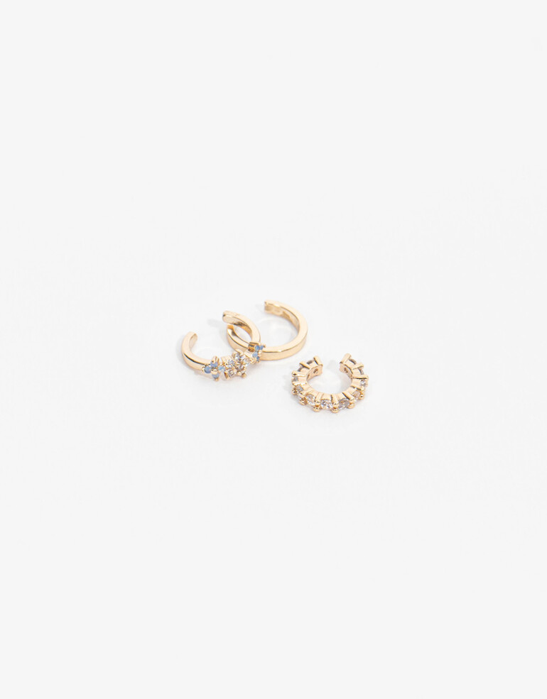 Aros Sets Strass Set De Earcuffs Con Cubic - Dorado