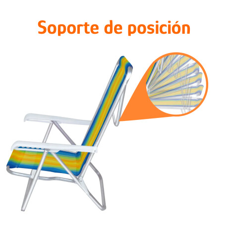 Silla Recli Alum 8Pos 100kg + Mesa Lateral Port Divisiones Azul/amarillo