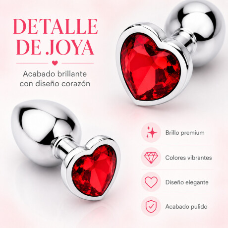 Plug Anal De Acero Con Rubí En Forma De Corazón Large Plug Anal De Acero Con Rubí En Forma De Corazón Large