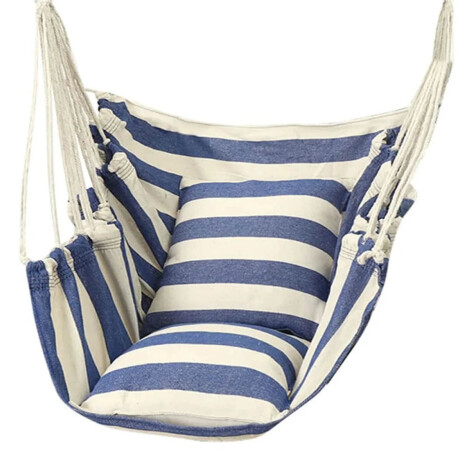 Hamaca Paraguaya Sillón Colgante Colores C/Almohadón Azul-Blanco