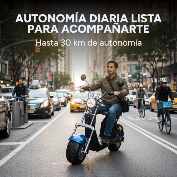 Moto Electrica Gogreen Deluxe 1500W 16Ah 30Km Autono. 45Km/h Color Variante Azul