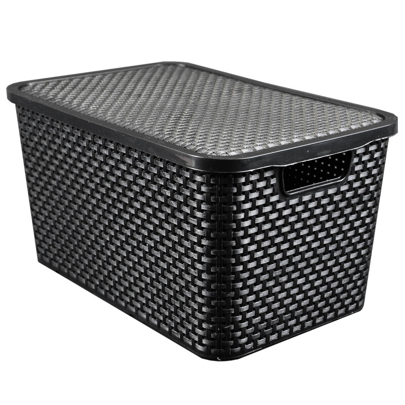Set x12 caja organizadora simil ratán 7lts NEGRO