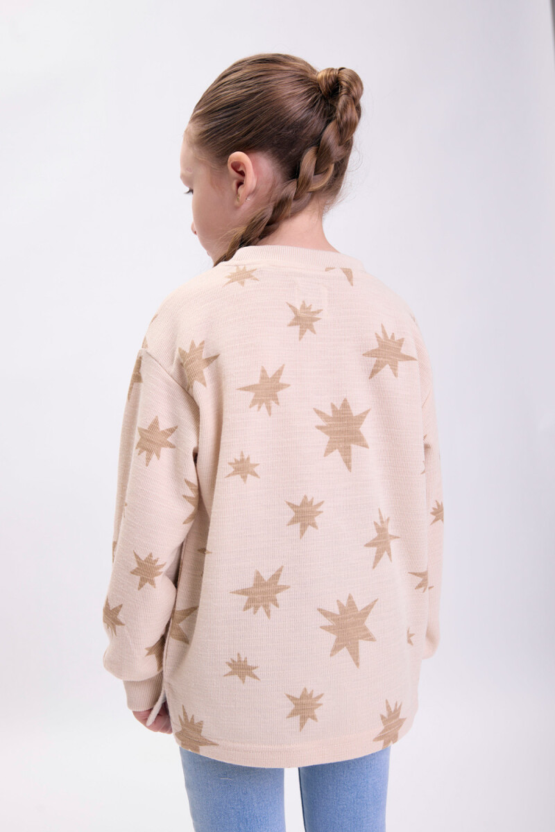 Buzo punto cortado Estampa Estrellas Beige