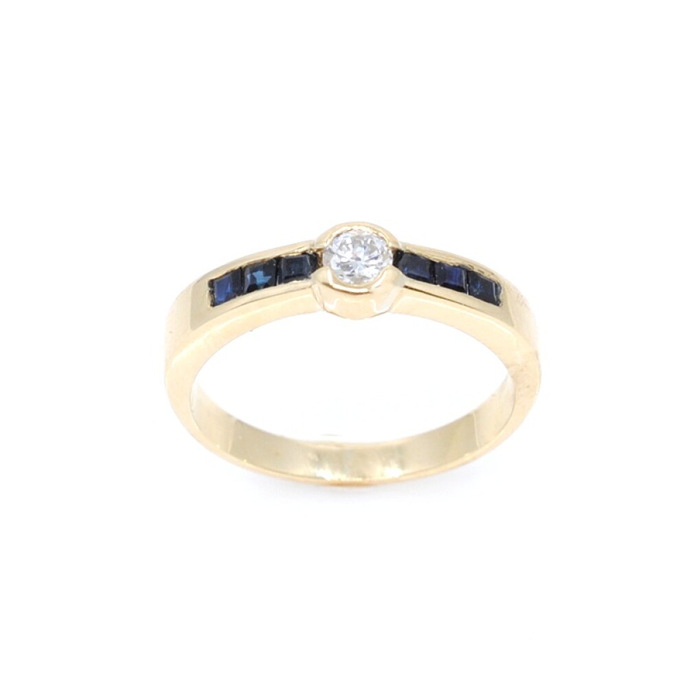 Anillo oro 18k y brillante y zafiros Anillo oro 18k y brillante y zafiros