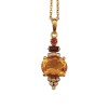 Conjunto Ganesha-Plata rodinada 925 con micra oro 18k- Piedra Citrino, Granate y Brillante-CJ2001 conpiedra
