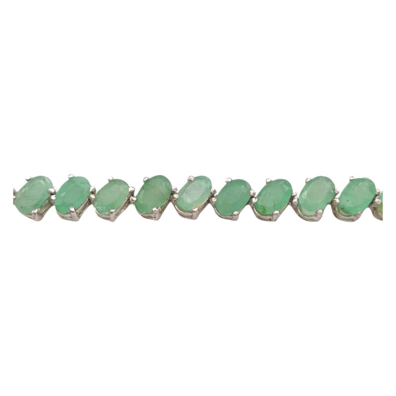 Pulsera oval-Plata 925-Piedra raíz de esmeralda-PU3018 conpiedra