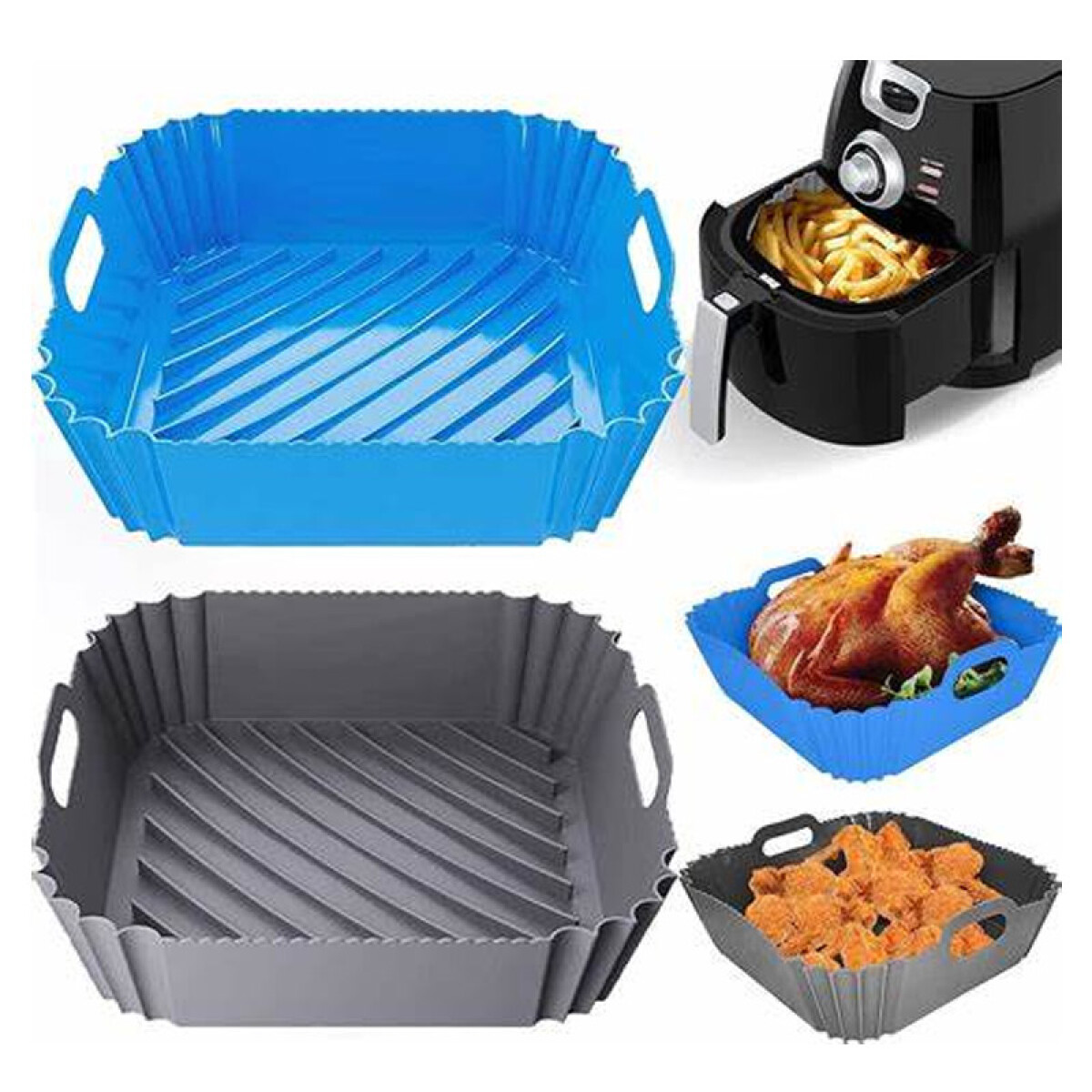 Cesta de silicona para freidoras de aire 18x18x8.5cm - Cesta De Silicona Para Freidoras De Aire 18x18x8.5cm 