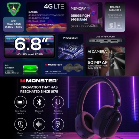 Celular Logic L68M 256GB 4GB RAM 10GB VRAM - Kit Music V01