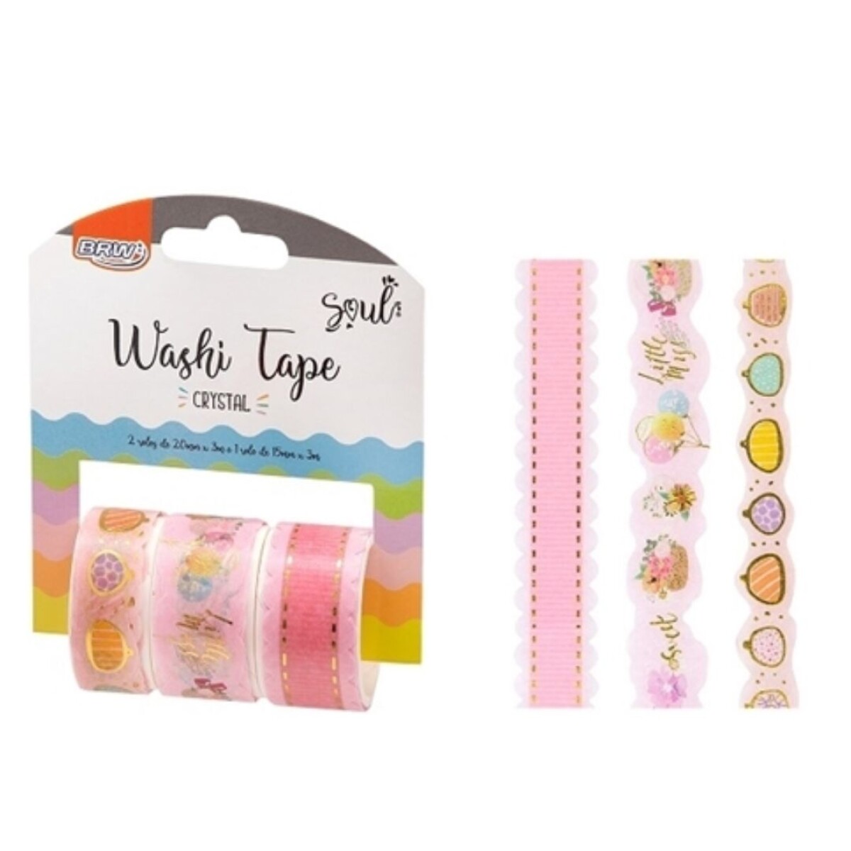 Cinta Adhesiva Washi Tape- Cristal Rosa 