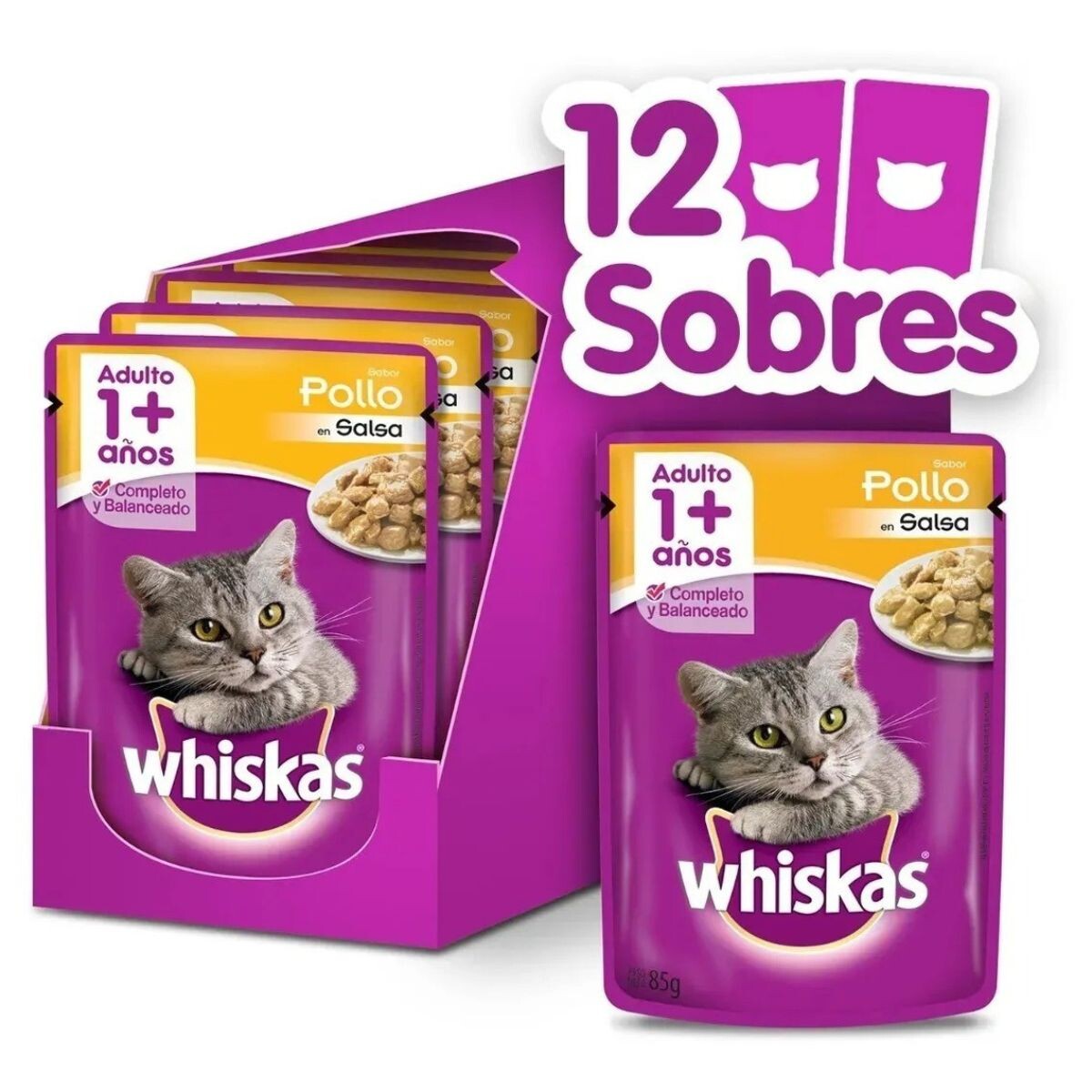 WHISKAS EN SALSA CAJA 12 UNIDADES - POLLO 